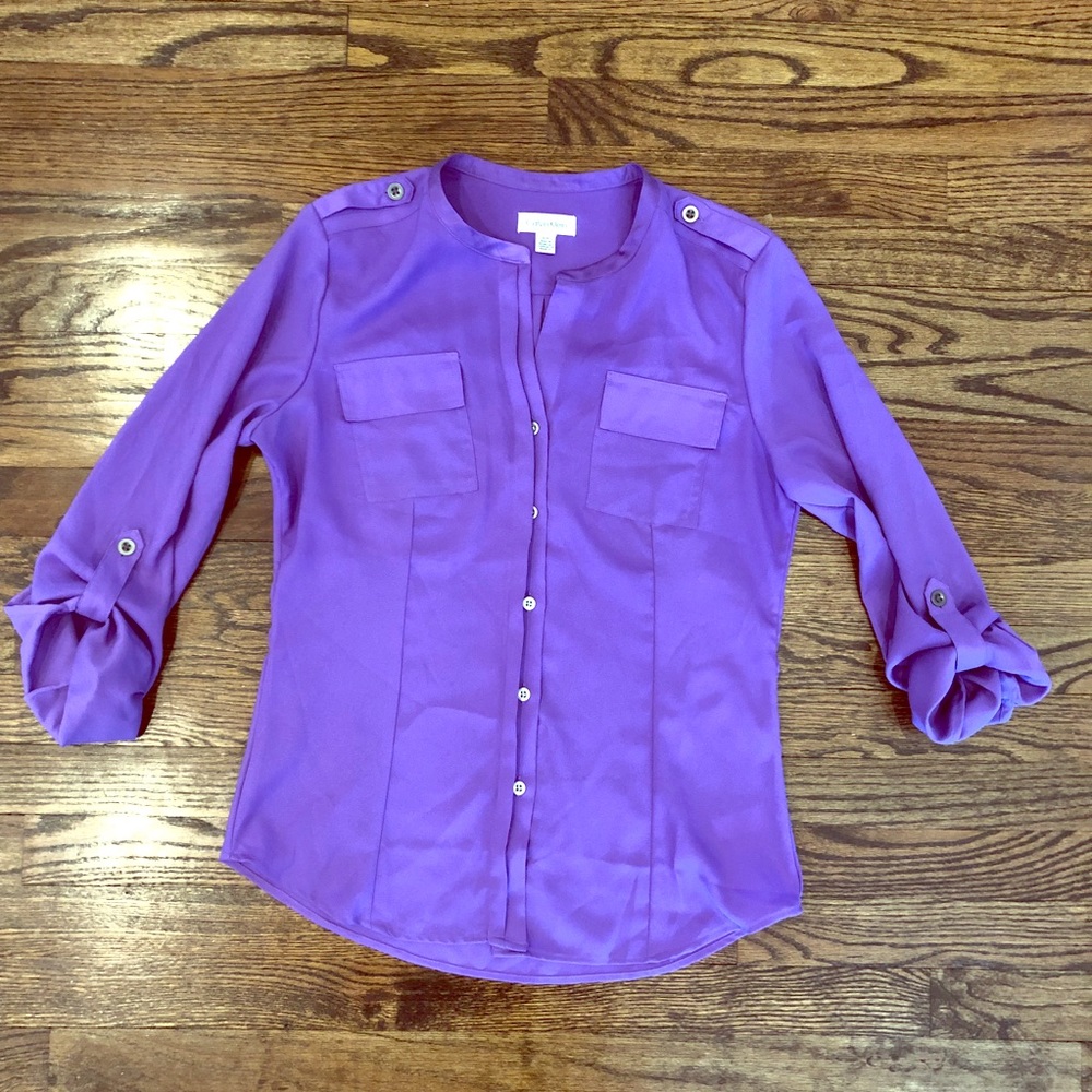Calvin Klein Purple Button Blouse Top